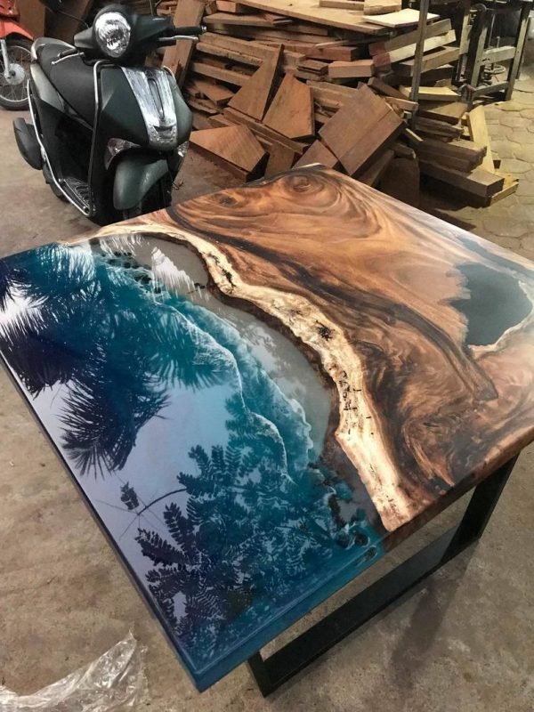 Epoxy River Square Walnut Coffee Table Woodify - 2