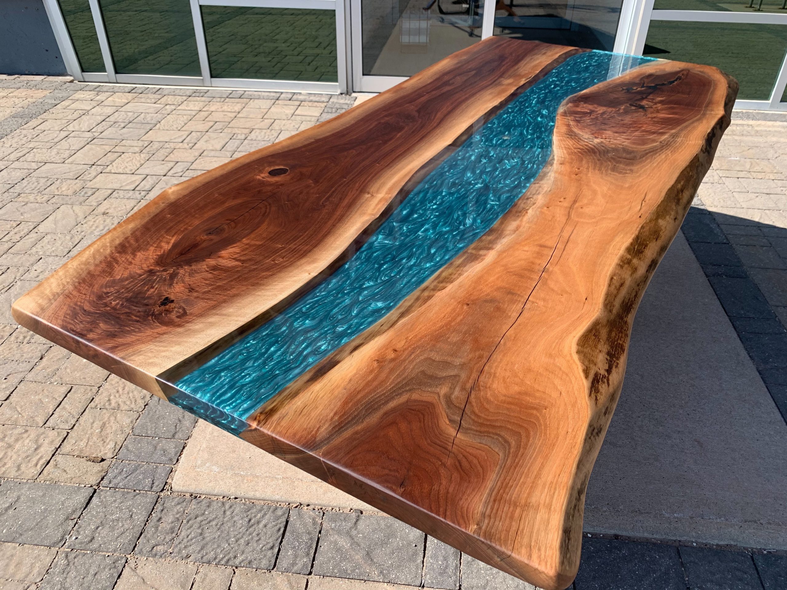 live edge kitchen table with resin