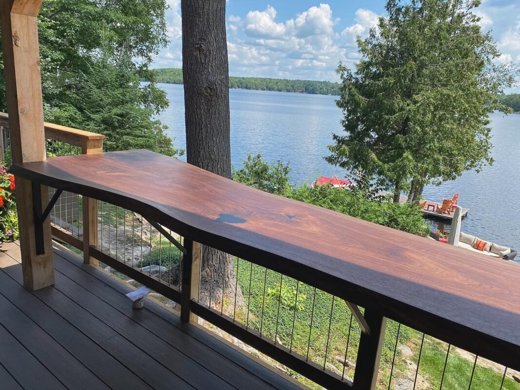 13.5’ outdoor Live Edge Black Walnut bar top