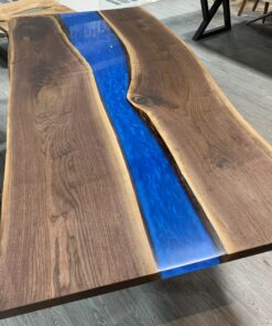 6ft x 3ft Blue Epoxy River Dining Table - Woodify