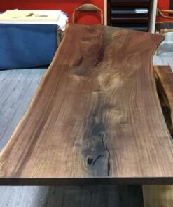 9ft Single Slab Live Edge Walnut Dining Table with Epoxy Highlights 1