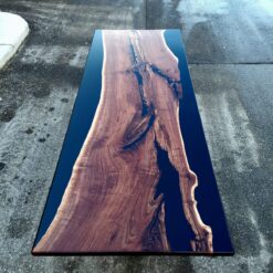 Acacia Black Epoxy Resin Table Top 6x3ft Live Edge - Woodify Canada