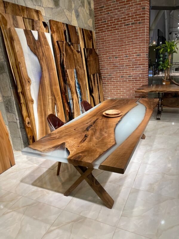 White Epoxy River Dining Table