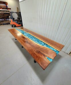 Large Walnut 12ft x 4ft Epoxy River Dining Table 4