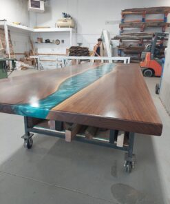 Large Walnut 12ft x 4ft Epoxy River Dining Table 6
