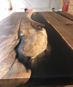 50" x 32" Black Walnut Slab Coffee Table Semi Transparent Epoxy Rivers - Woodify