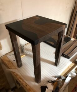 Matching Black Walnut Black Epoxy River Custom Made Side Tables - Woodify