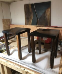 Matching Black Walnut Black Epoxy River Custom Made Side Tables - Woodify
