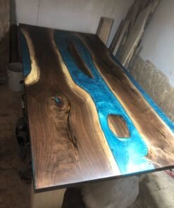 Epoxy River Conference Boardroom Table Black Walnut Slabs 8ft x 4ft - Woodify