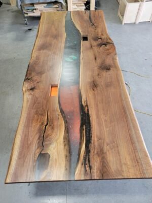 12ft x 5ft Epoxy River CNC Logo Boardroom Table - Woodify 1