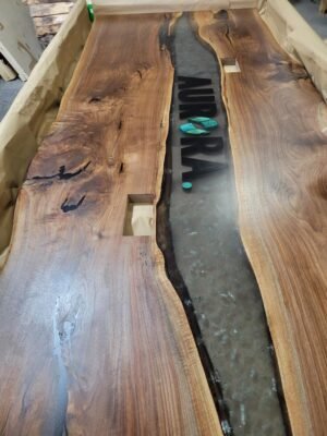 12ft x 5ft Epoxy River CNC Logo Boardroom Table - Woodify 3
