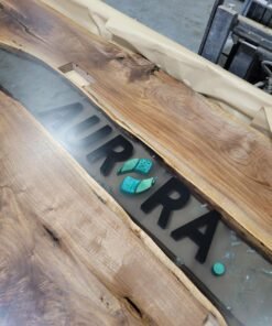 12ft x 5ft Epoxy River CNC Logo Boardroom Table - Woodify 2