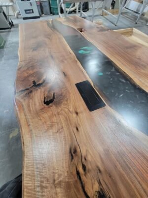 12ft x 5ft Epoxy River CNC Logo Boardroom Table - Woodify 5