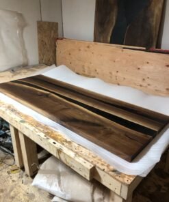 Alternative view of 69 x 25.5 Black Walnut Kitchen Countertop with Epoxy Rivers