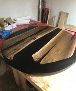 5ft Round Epoxy River Black Walnut Dining Table