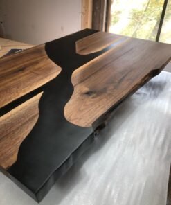 4ft x 2ft Black Walnut Epoxy River Coffee Table - Woodify