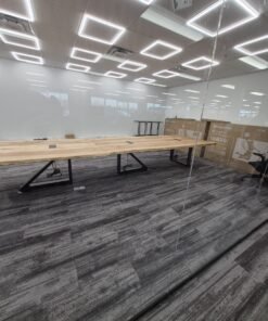Custom Made Boardroom Table Maple Slabs with Steel Legs 20ft x 5ft - Woodify