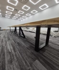 Custom Made Boardroom Table Maple Slabs with Steel Legs 20ft x 5ft - Woodify