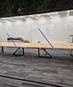 Custom Made Boardroom Table Maple Slabs with Steel Legs 20ft x 5ft - Woodify