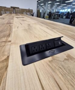 Custom Made Boardroom Table Maple Slabs with Steel Legs 20ft x 5ft - Woodify
