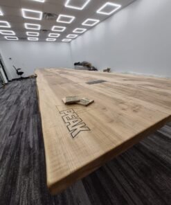 Custom Made Boardroom Table Maple Slabs with Steel Legs 20ft x 5ft - Woodify