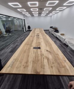 Custom Made Boardroom Table Maple Slabs with Steel Legs 20ft x 5ft - Woodify