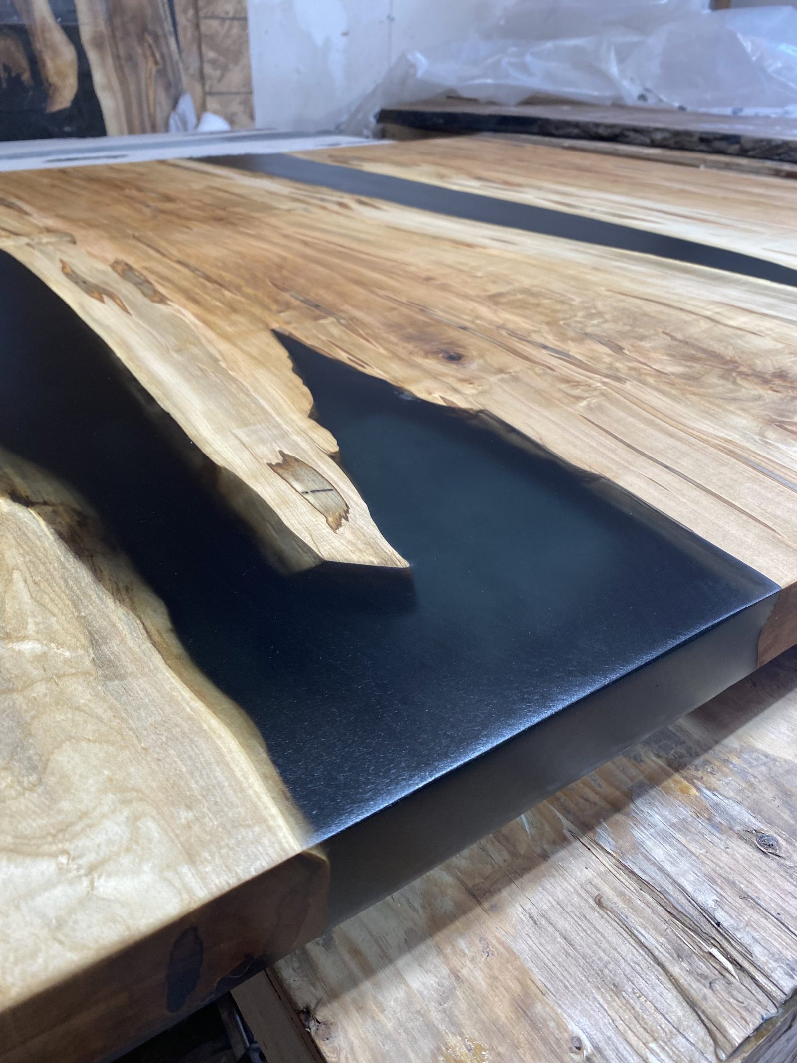 5ft x 5ft Ambrosia Maple Epoxy River Coffee Table - Woodify 2