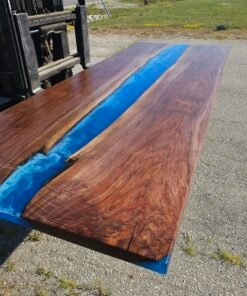 114″ x 42″ (9.5ft x 3.5ft) Black Walnut + Epoxy Waves + Steel Legs Woodify