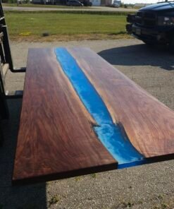 114″ x 42″ (9.5ft x 3.5ft) Black Walnut + Epoxy Waves + Steel Legs Woodify 7