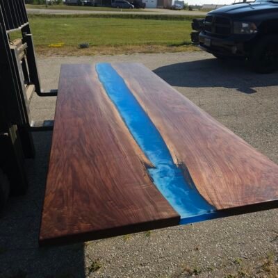 114″ x 42″ (9.5ft x 3.5ft) Black Walnut + Epoxy Waves + Steel Legs Woodify 7