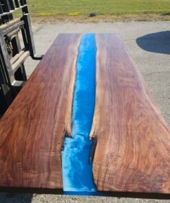 114″ x 42″ (9.5ft x 3.5ft) Black Walnut + Epoxy Waves + Steel Legs Woodify 6