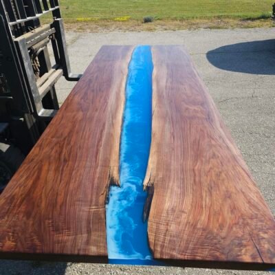 114″ x 42″ (9.5ft x 3.5ft) Black Walnut + Epoxy Waves + Steel Legs Woodify 6