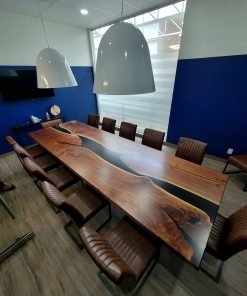 12ft x 4ft Black Walnut Epoxy River Boardroom Table 1