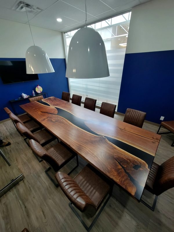 12ft x 4ft Black Walnut Epoxy River Boardroom Table 1