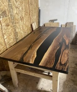 Custom Made Black Walnut Epoxy River Dining Table 7ft x 44" - Woodify 3