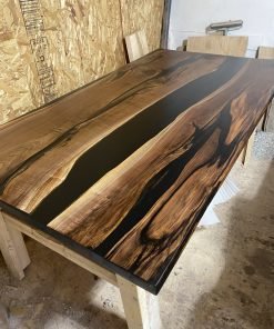 Custom Made Black Walnut Epoxy River Dining Table 7ft x 44" - Woodify 4
